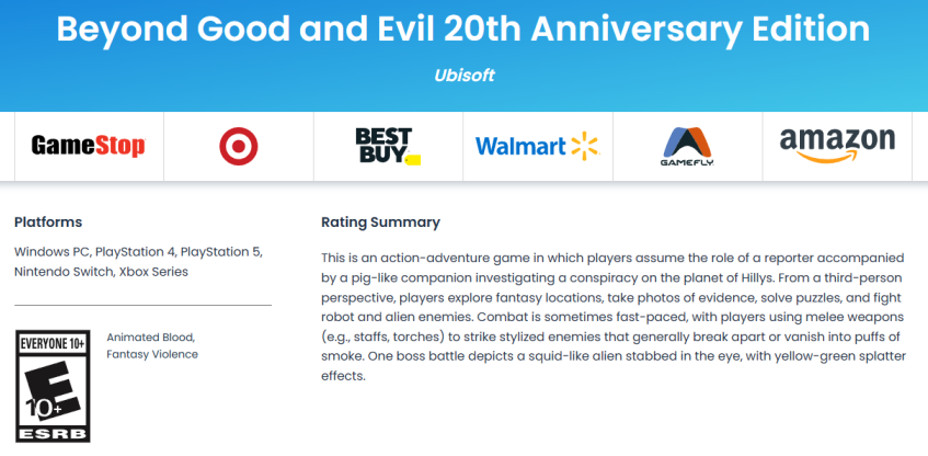 ESRB выдала возрастной рейтинг юбилейному изданию Beyond Good and Evil | StopGame